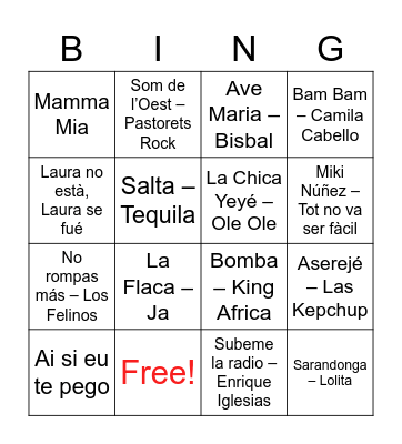 BINGO MUSICAL Bingo Card
