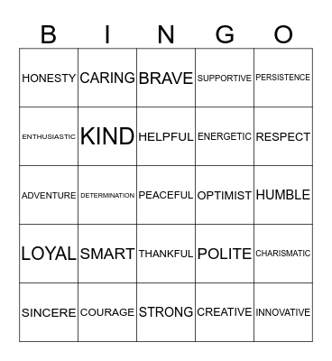 I AM ...... Bingo Card