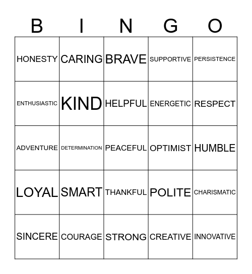 I AM ...... Bingo Card