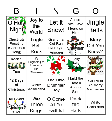 Christmas Carols Bingo Card