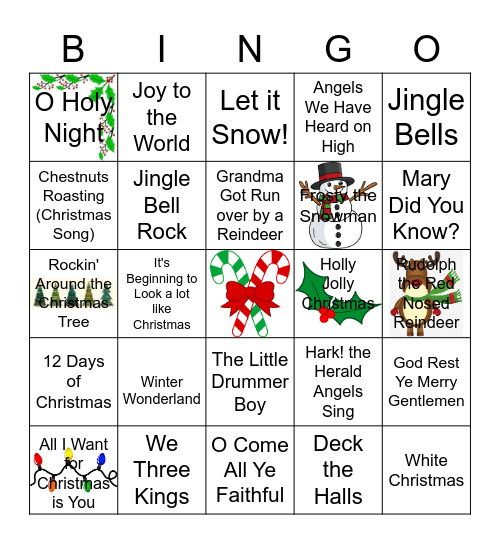 Christmas Carols Bingo Card