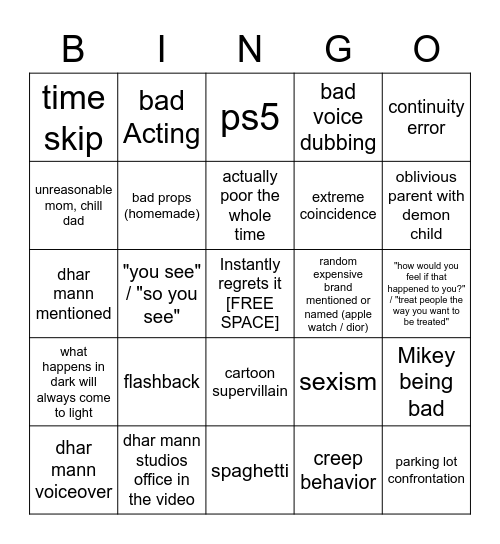 Dhar Mann Bingo v3 Bingo Card
