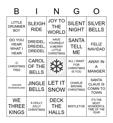 MUSICAL HOLIDAY BINGO Card