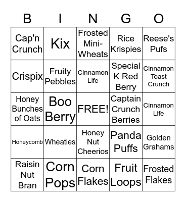 Are You Cereal? Bingo Card