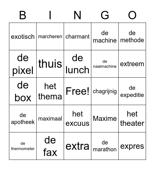 Groep 6 spellingscategorieën Bingo! Bingo Card