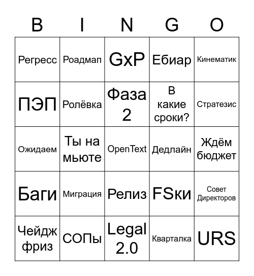 OpenText bullshit bingo Card
