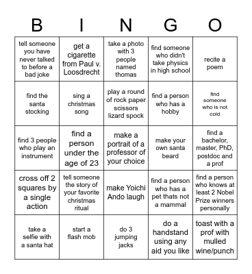 PH2 Christmas Party Bingo Card