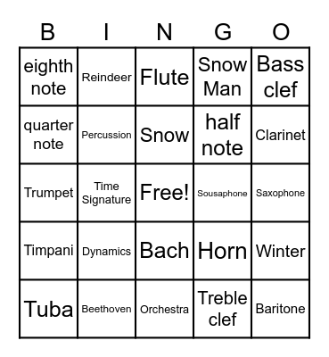 PJHS BAND BINGO Card