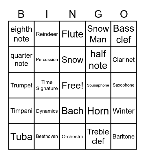 PJHS BAND BINGO Card