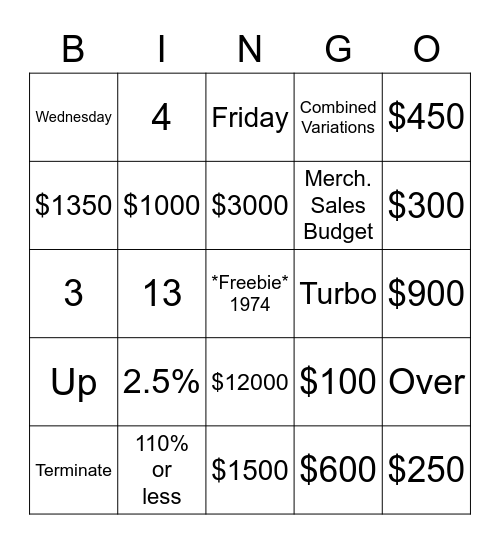 Circle K Bingo Card