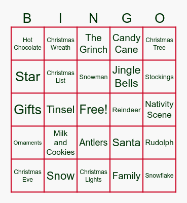 Christmas BINGO Card