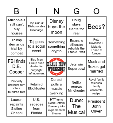 2023 Predictions Bingo Card