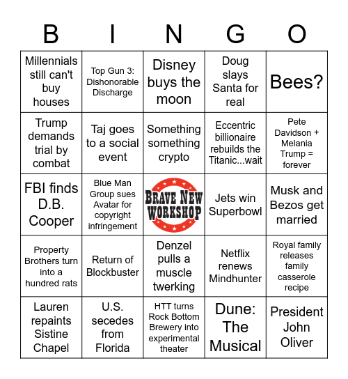 2023 Predictions Bingo Card