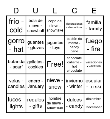El Invierno Bingo Card