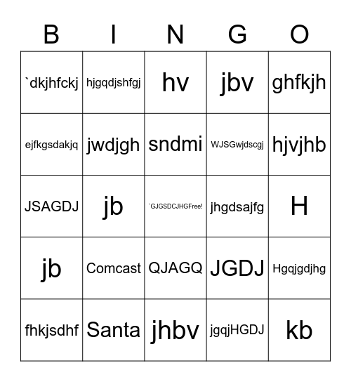 Holiday Bingo Card