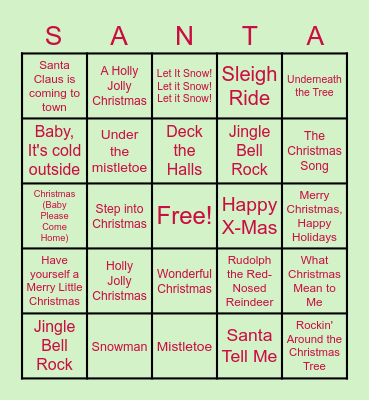 SANTA Bingo Card