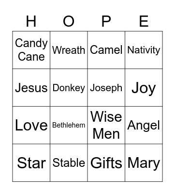 Nativity Bingo Card