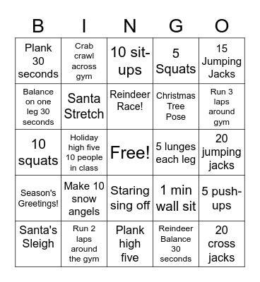 Holiday BINGO Card