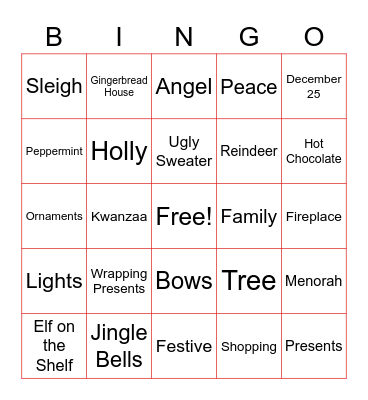 Holiday Bingo Card