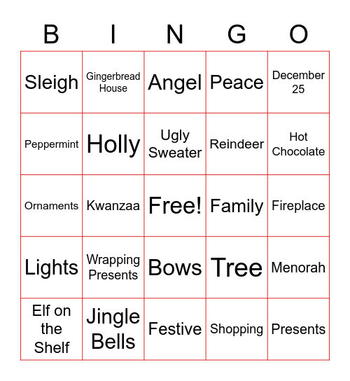 Holiday Bingo Card