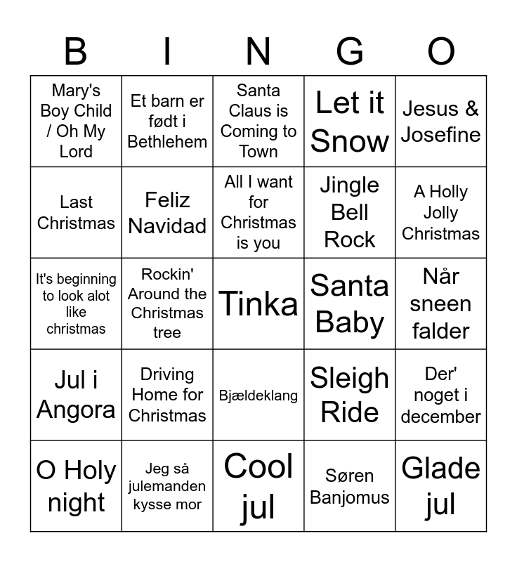 Julebingo Card