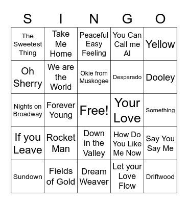 Rushing Family Christmas Bingo Card