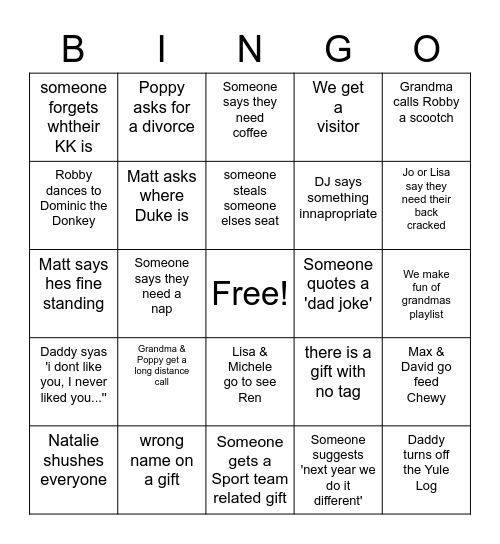 Christmas Bingo Card