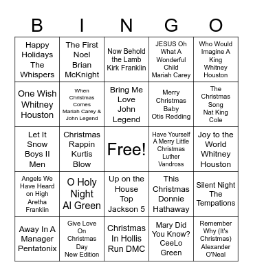 Soulful Christmas Bingo Card