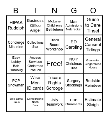 Access Services Christmas Bingo Card