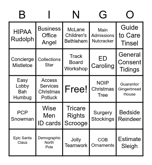 Access Services Christmas Bingo Card