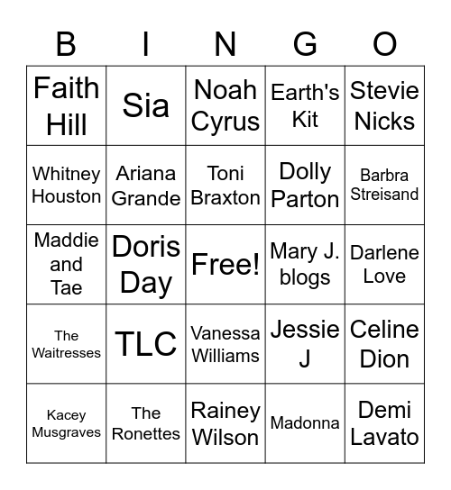 Women of Christmas Bingo Card