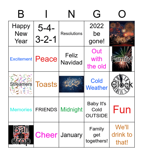 New Years Bingo Card