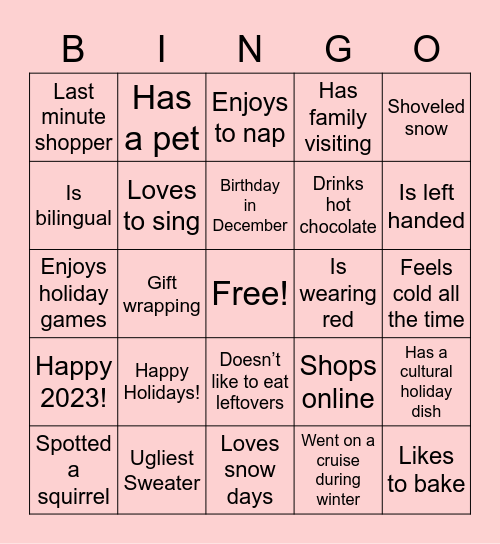 AST Holiday Bingo Card