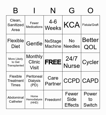 Home Treatment Options Bingo Card