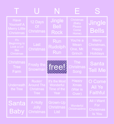 purple holiday Bingo Card