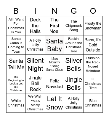 Name that Tune Bingo Card