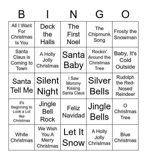 Name that Tune Bingo Card