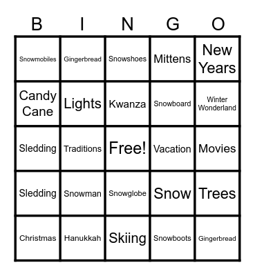 Warsaw Winter Bingo Card