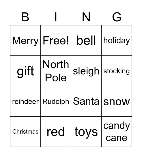 Holiday Bingo Card