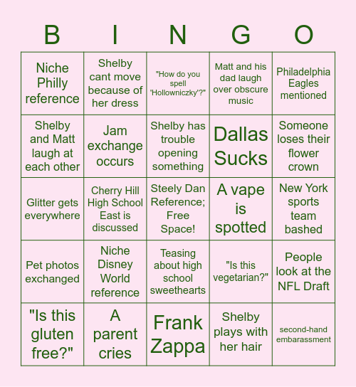 Shelby & Matt's Wedding Bingo Card