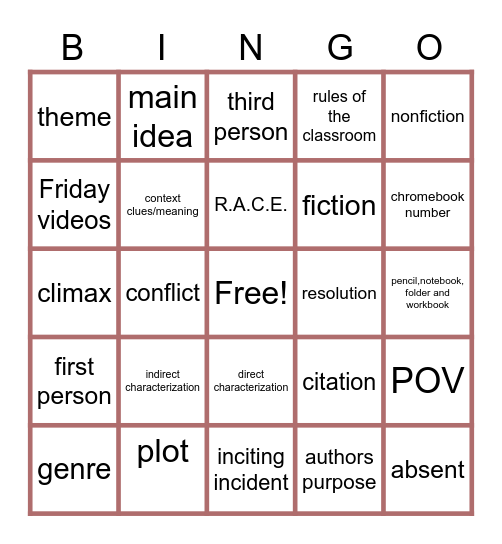 Holiday Bingo Card