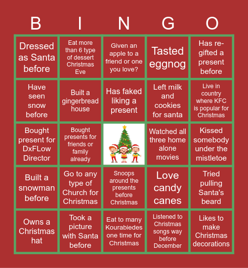 DxFlow Holiday Bingo Banko Bingo Card