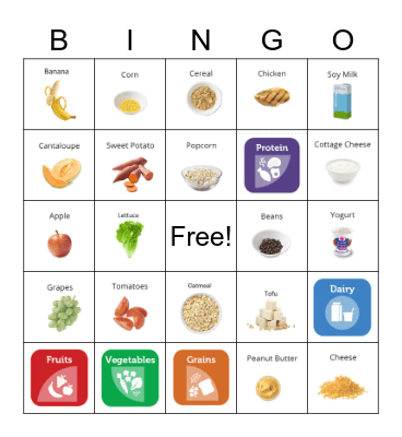 Nutrition Bingo Card