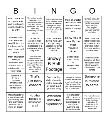 Christmas Movie Bingo Card