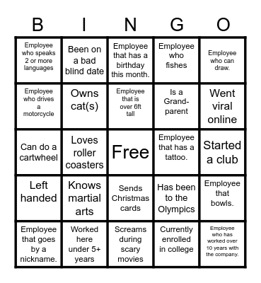 Getting to Know You Bingo Card