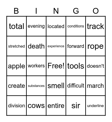 Frye Words The 10th Hundred Bingo Card