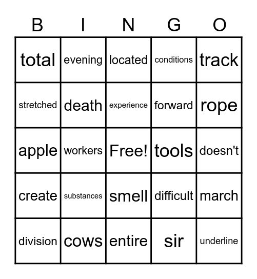 Frye Words The 10th Hundred Bingo Card