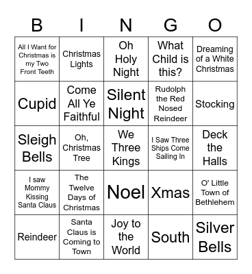 Christmas Song Word Puzzle Bingo Card