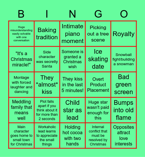 Sanchez/Baez/Amaral/Moran/Ruiz Christmas Movie Bingo Card