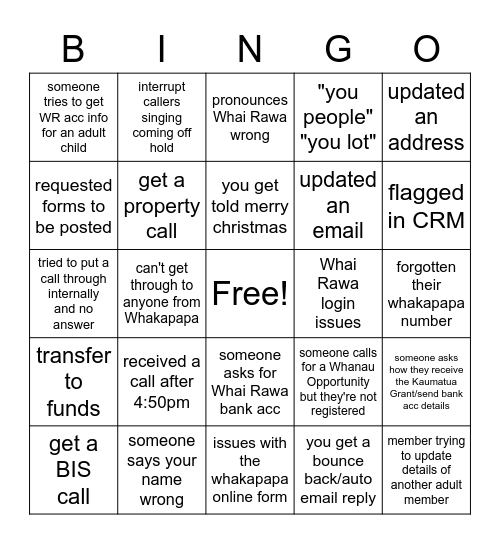 CC Bingo Card